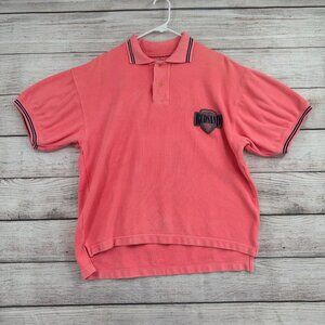 Vintage 90's Redsand Volleyball Polo Shirt‎ Men's Size Large Pink Mohawk Print